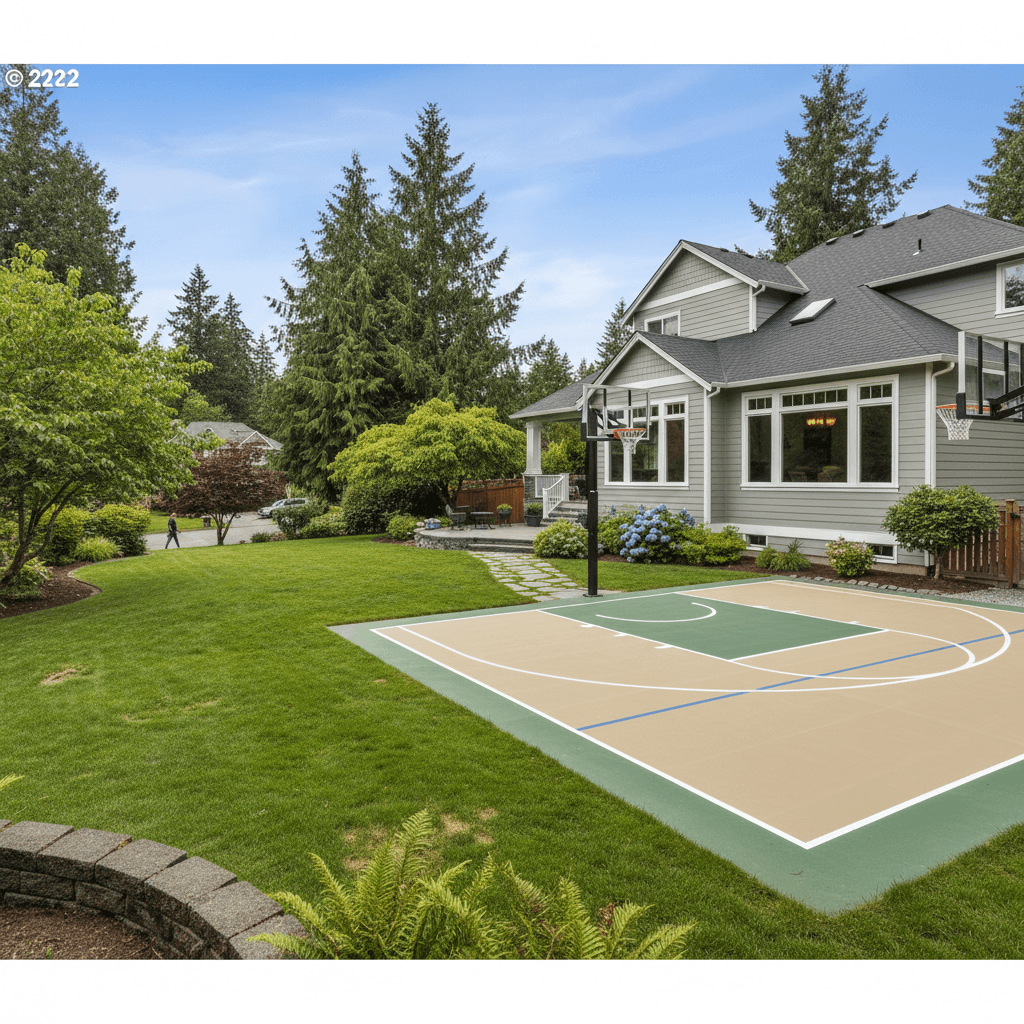 A sports court builder job seen in full